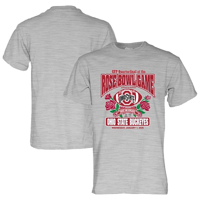 Men's Blue 84  Heather Gray Ohio State Buckeyes College Football Playoff 2025 Rose Bowl T-Shirt