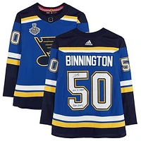 Jordan Binnington St. Louis Blues Autographed Blue adidas Authentic Jersey with 2019 Stanley Cup Final Patch & Multiple Inscriptions - Limited Edition #10/10