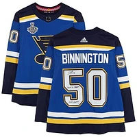 Jordan Binnington St. Louis Blues Autographed Blue adidas Authentic Jersey with 2019 Stanley Cup Final Patch & Multiple Inscriptions