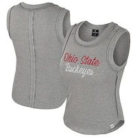 Women's Colosseum Heather Gray Ohio State Buckeyes Beach You Ribbed Tri-Blend Tank Top