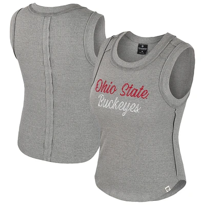 Women's Colosseum Heather Gray Ohio State Buckeyes Beach You Ribbed Tri-Blend Tank Top