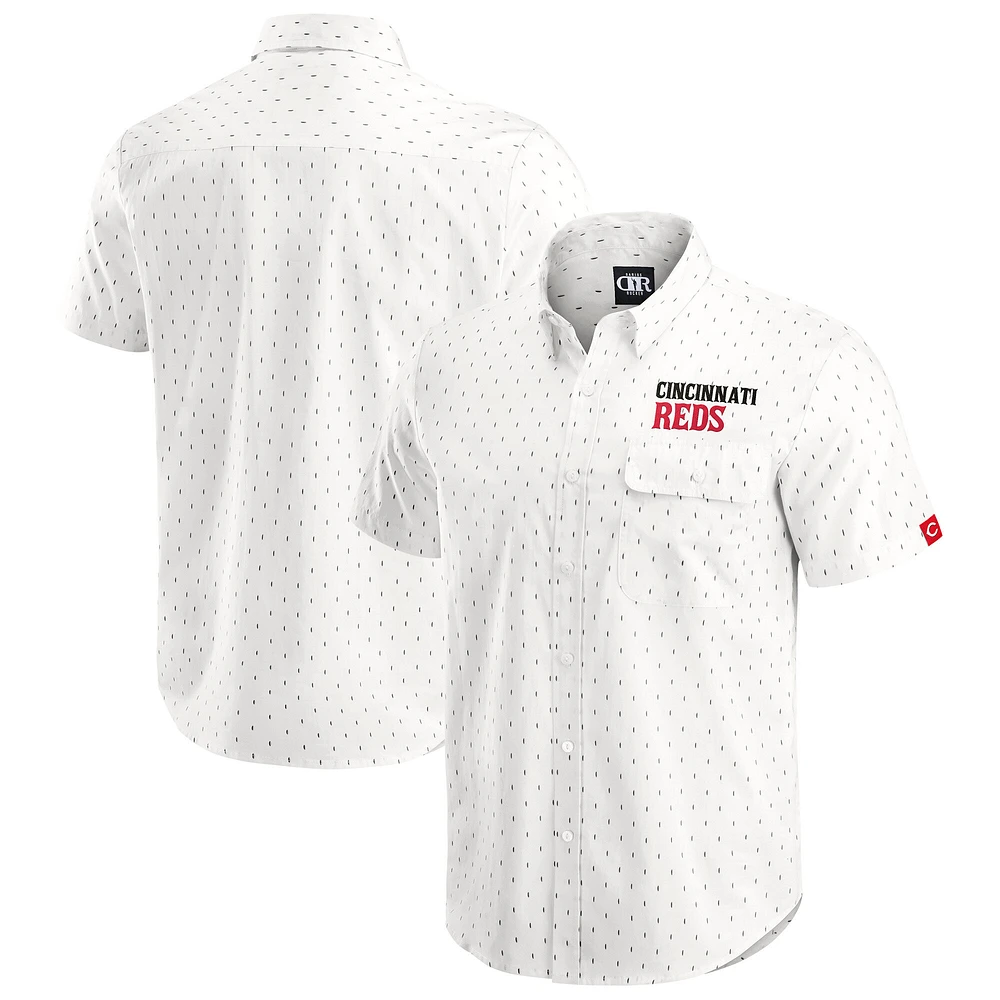 Men's Darius Rucker Collection by Fanatics Cream Cincinnati Reds Printed Button-Down Top