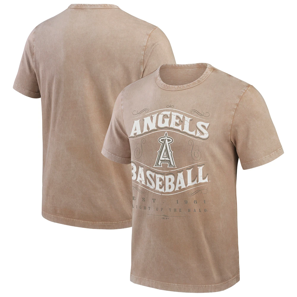 Men's Darius Rucker Collection by Fanatics Tan Los Angeles Angels Sunfaded T-Shirt