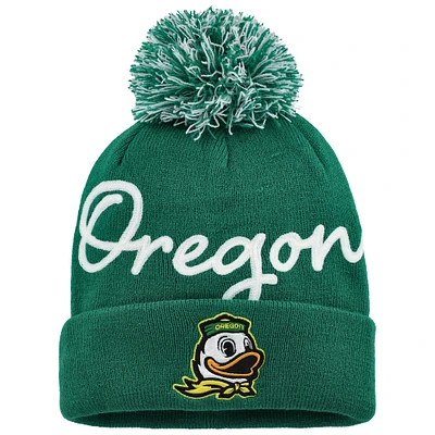 Women's Fanatics Green Oregon Ducks Excel Cuffed Knit Hat with Pom