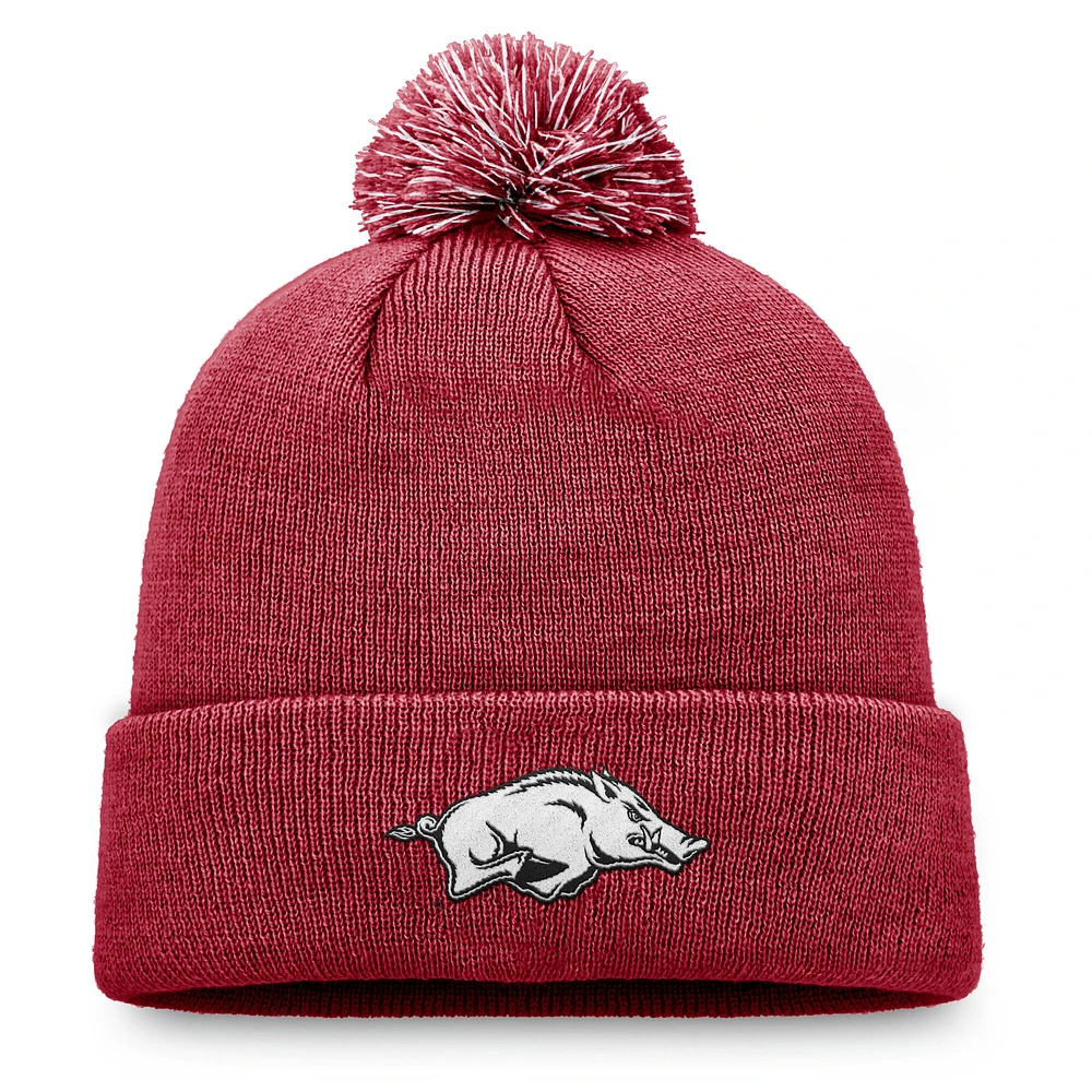 Men's Top of the World Cardinal Arkansas Razorbacks Team Logo Cuffed Knit Hat with Pom