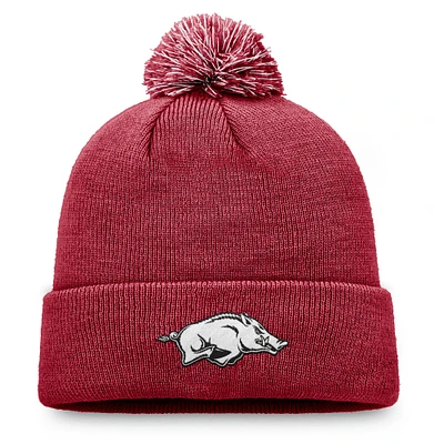 Men's Top of the World Cardinal Arkansas Razorbacks Team Logo Cuffed Knit Hat with Pom