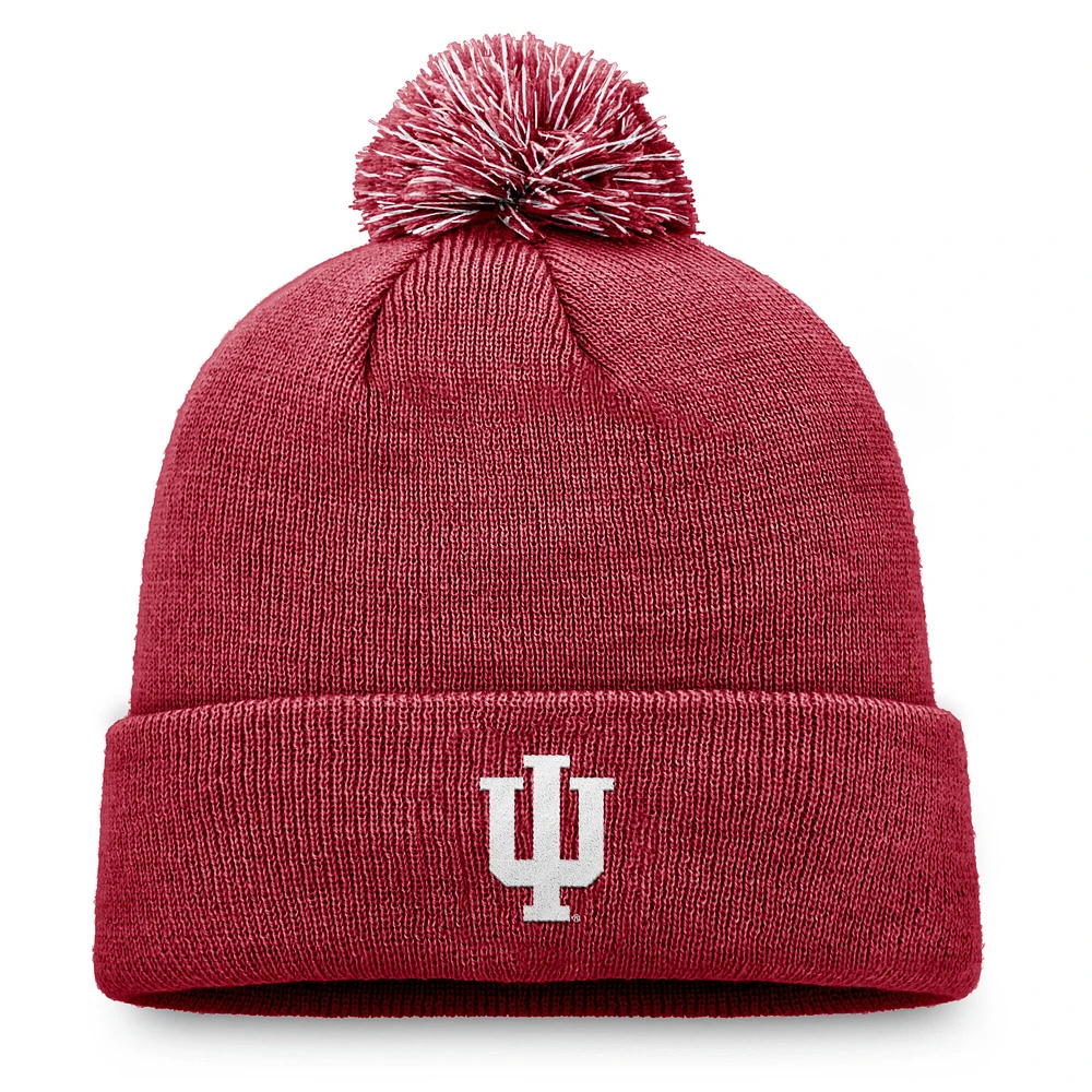 Men's Top of the World Crimson Indiana Hoosiers Team Logo Cuffed Knit Hat with Pom