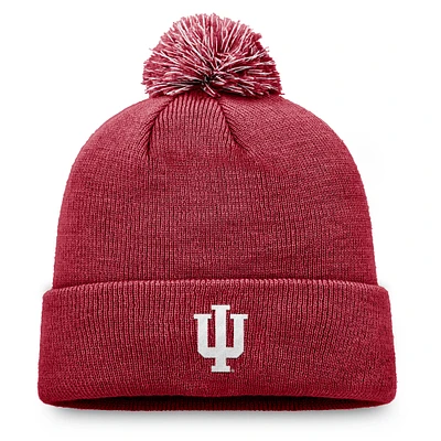 Men's Top of the World Crimson Indiana Hoosiers Team Logo Cuffed Knit Hat with Pom