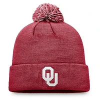 Men's Top of the World Crimson Oklahoma Sooners Team Logo Cuffed Knit Hat with Pom