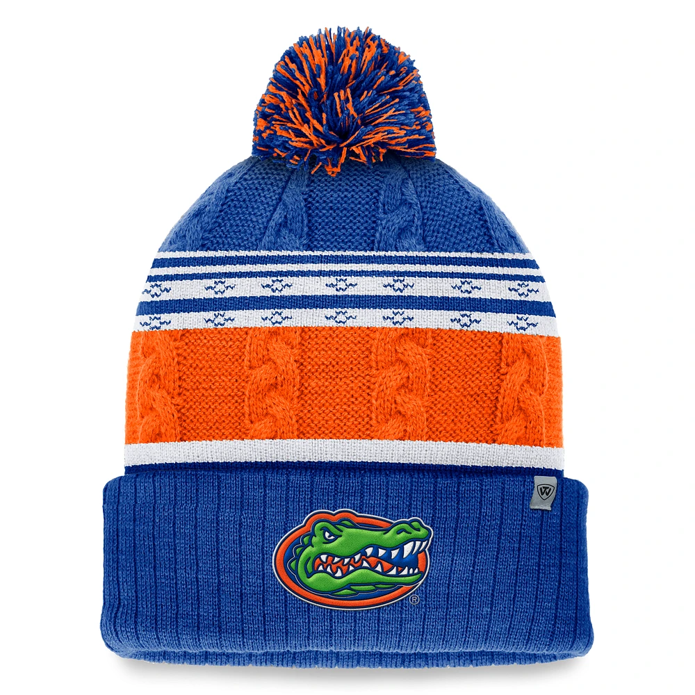 Men's Top of the World Royal Florida Gators Altitude Three-Tone Cuffed Knit Hat with Pom