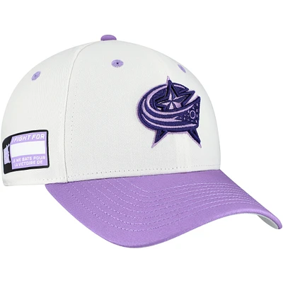 Men's Fanatics  White/Lavender Columbus Blue Jackets Authentic Pro Hockey Fights Cancer Adjustable Hat