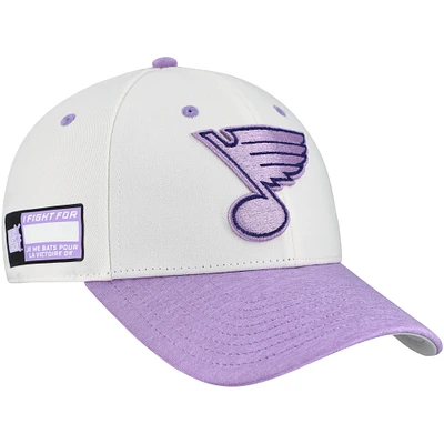 Men's Fanatics  White/Lavender St. Louis Blues Authentic Pro Hockey Fights Cancer Adjustable Hat