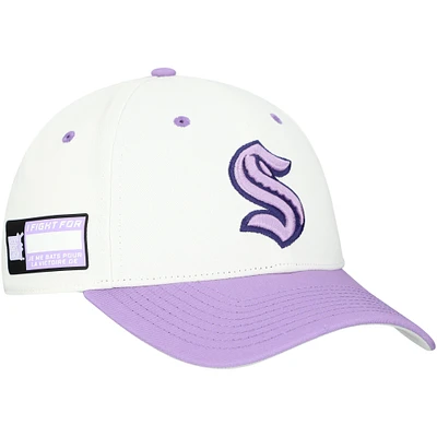 Men's Fanatics  White/Lavender Seattle Kraken Authentic Pro Hockey Fights Cancer Adjustable Hat