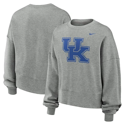 Women's Nike Heather Gray Kentucky Wildcats Oversized Essential Pullover Sweatshirt