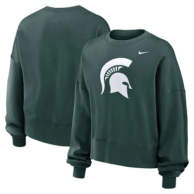 Women's Nike Green Michigan State Spartans Oversized Essential Pullover Sweatshirt