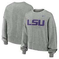 Women's Nike Heather Gray LSU Tigers Oversized Essential Pullover Sweatshirt