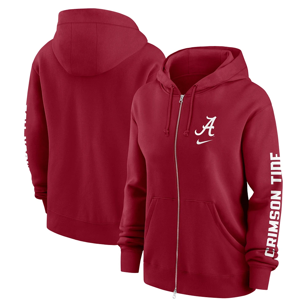 Women's Nike  Crimson Alabama Tide Oversize Lockup Phoenix Full-Zip Hoodie Jacket