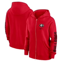 Women's Nike  Red Georgia Bulldogs Oversize Lockup Phoenix Full-Zip Hoodie Jacket