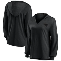 Women's Fanatics  New England Patriots Blackout Slub Hoodie V-Neck Long Sleeve T-Shirt