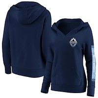 Women's Fanatics  Navy Vancouver Whitecaps FC Fleece Scarf Sleeve V-Neck Pullover Hoodie