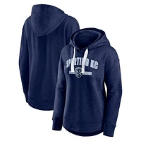 Women's Fanatics  Heather Navy Sporting Kansas City Team Pullover Hoodie