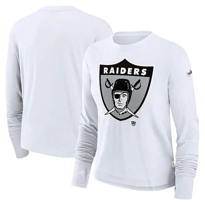 Women's Nike Las Vegas Raiders Large Logo Cropped Long Sleeve Fashion T-Shirt