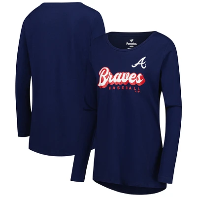 Women's Fanatics Navy Atlanta Braves Run the Bases Long Sleeve T-Shirt
