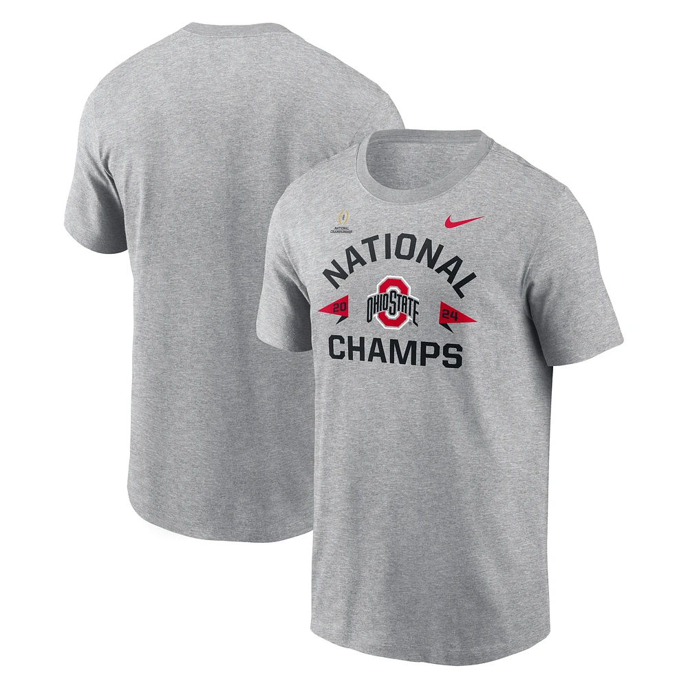 Men's Nike Heather Gray Ohio State Buckeyes College Football Playoff 2024 National Champions Arch Over Logo T-Shirt