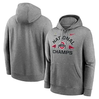 Men's Nike Heather Gray Ohio State Buckeyes College Football Playoff 2024 National Champions Arch Over Logo Pullover Hoodie