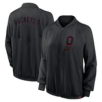 Women's Nike  Black Ohio State Buckeyes Raglan Full-Zip Bomber Jacket