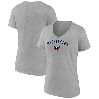 Women's Fanatics Gray Washington Capitals V-Neck T-Shirt