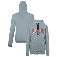 Women's Levelwear Gray USA 2025 4 Nations Face-Off Waterfall Pullover Hoodie