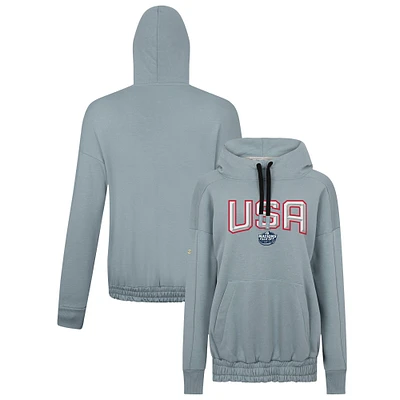 Women's Levelwear Gray USA 2025 4 Nations Face-Off Waterfall Pullover Hoodie