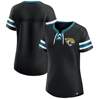Women's Fanatics  Black Jacksonville Jaguars Lace-Up Bling T-Shirt