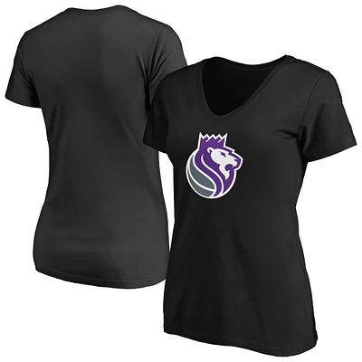 Women's Fanatics  Black Sacramento Kings V-Neck T-Shirt