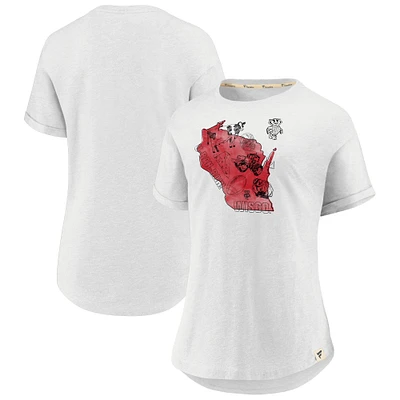 Women's Fanatics  White Wisconsin Badgers True Classics Hometown Tacked Sleeve T-Shirt