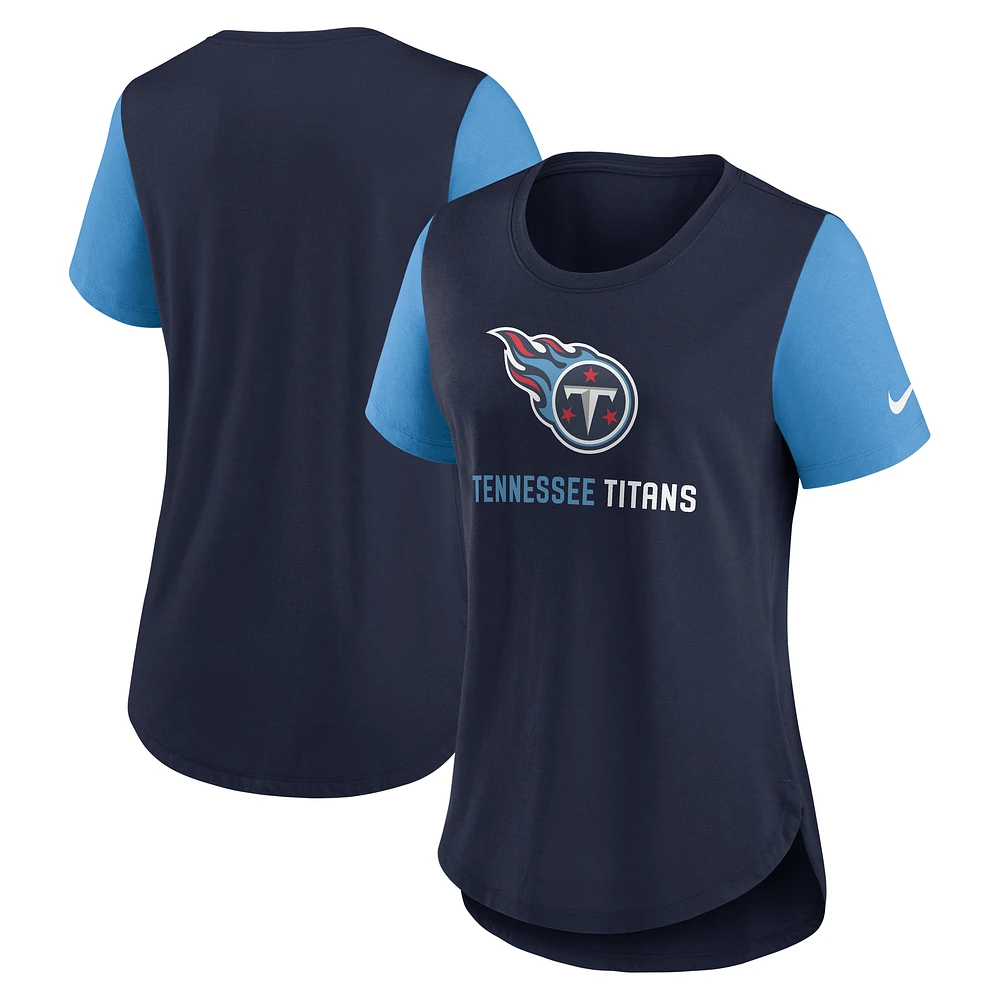 Women's Nike Navy Tennessee Titans Team Nod Tri-Blend Fashion T-Shirt