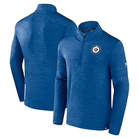 Men's Fanatics  Heather Blue Winnipeg Jets Authentic Pro Lightweight Quarter-Zip Pullover