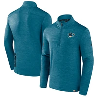Men's Fanatics  Heather Teal San Jose Sharks Authentic Pro Lightweight Quarter-Zip Pullover