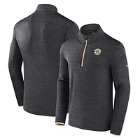 Men's Fanatics  Heather Charcoal Boston Bruins Authentic Pro Lightweight Quarter-Zip Pullover