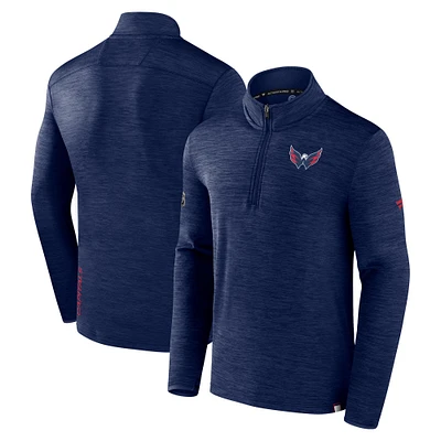 Men's Fanatics  Heather Navy Washington Capitals Authentic Pro Lightweight Quarter-Zip Pullover