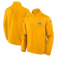 Men's Fanatics Gold Nashville Predators Authentic Pro Rink Quarter-Zip Top