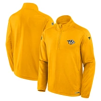 Men's Fanatics Gold Nashville Predators Authentic Pro Rink Quarter-Zip Top