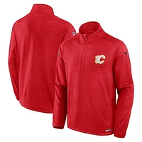 Men's Fanatics Red Calgary Flames Authentic Pro Rink Quarter-Zip Top