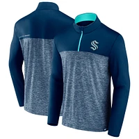 Men's Fanatics Deep Sea Blue Seattle Kraken Iconic Defender Quarter-Zip Jacket