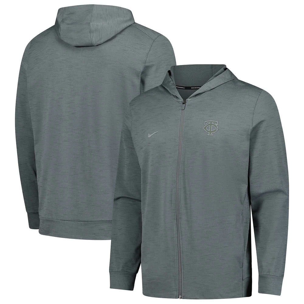 Men's Nike Heather Gray MLB Authentic Collection Travel Performance Full-Zip Hoodie