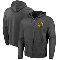 Men's Fanatics  Heather Charcoal San Diego Padres Big Gamer Full-Zip Hoodie