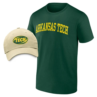 Men's Fanatics Green/Tan Arkansas Tech T-Shirt & Adjustable Hat Combo Pack