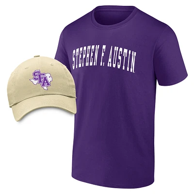 Men's Purple/Tan Stephen F Austin Lumberjacks T-Shirt & Adjustable Hat Combo Pack