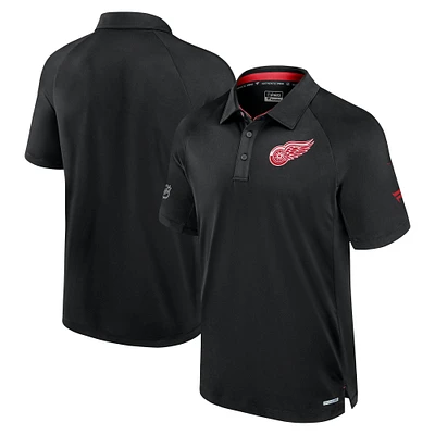 Men's Fanatics  Black Detroit Red Wings Authentic Pro Rink Raglan Polo